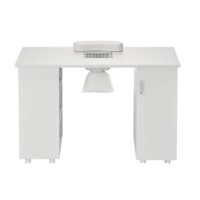 Manicure Table, Nail Table Station with Electric Dust Collector, Moveable Nail Tech Desk with 8 Wheels (4 Lockable), 3 Dust Bag & Wrist Rest