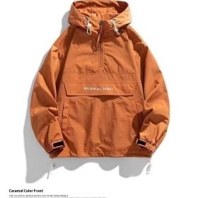Half Zipper Pullover Men's Spring And Autumn New Hooded Fir Sweater (Option: Orange Red-2XL)