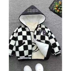 Versatile Fashion Trend Warm Jacket Clothing (Option: Black and white-2XL)