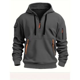 Dropped Shoulder Hooded Sweatshirt Men's Women's Plus Size Loose Pullover Fashion Sweatshirt (Option: Dark Gray-XL-1pcs)