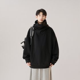 Hooded Turtleneck Sweater Men's Autumn Winter Couple Workwear Mechanical Style (Option: Matte Black-L)