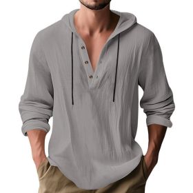Hooded Casual Loose-fitting T-shirt Sweater For Men (Option: Gray-L)